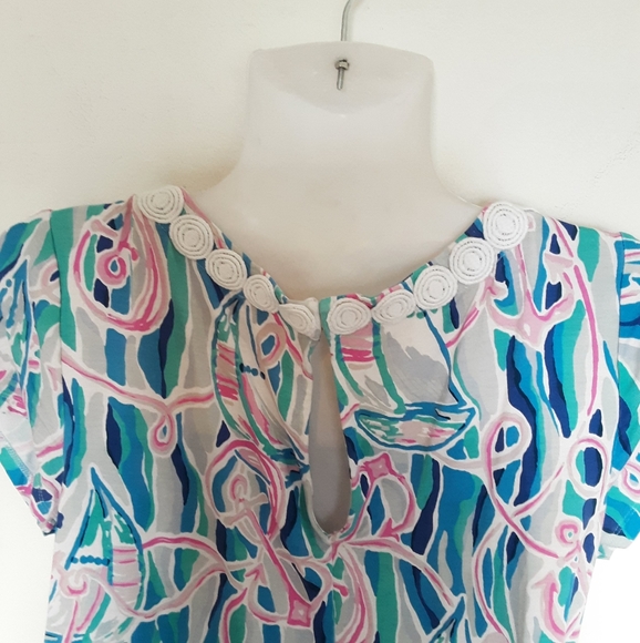 Lilly Pulitzer Rebel Skim Blue Short Sleeve Skort Romper - Picture 8 of 12